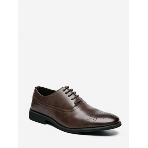 Wingtip Detail Lace-up Business Formal Shoes