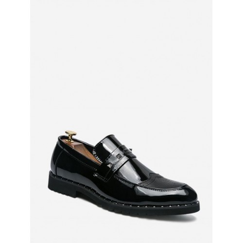 Wingtip Detail Slip On Business Leather Shoes