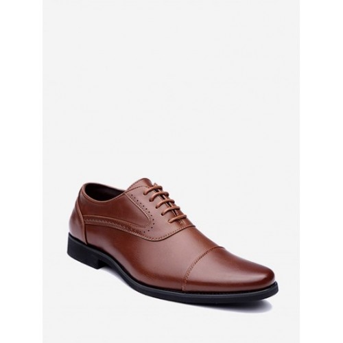 Solid Color Lace-Up Front Business Formal Shoes