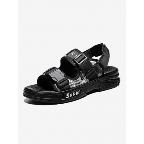 Graphic Push Buckle Double Strap Sports Sandals