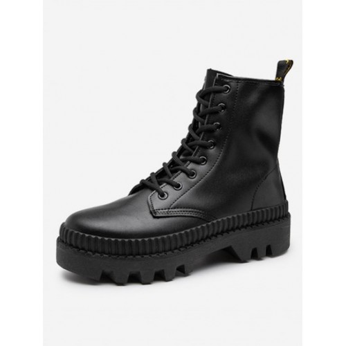 Biker Solid Ankle Combat Boots