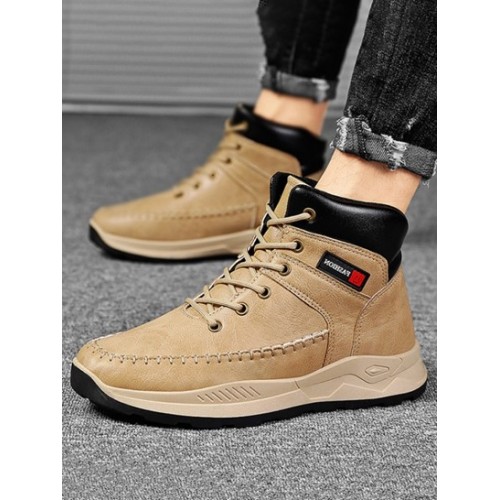 High Top Stitching Detail Letter Outdoor Shoes