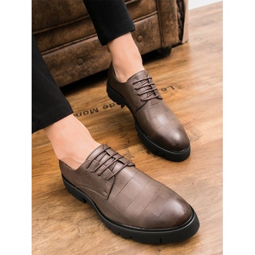 Checked Pattern Lace-up Business Shoes