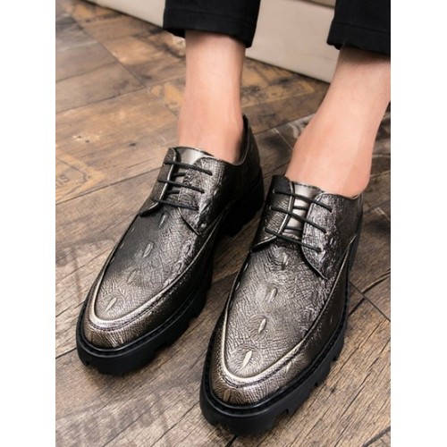 Thick Bottom Lace-up Business Faux Leather Shoes