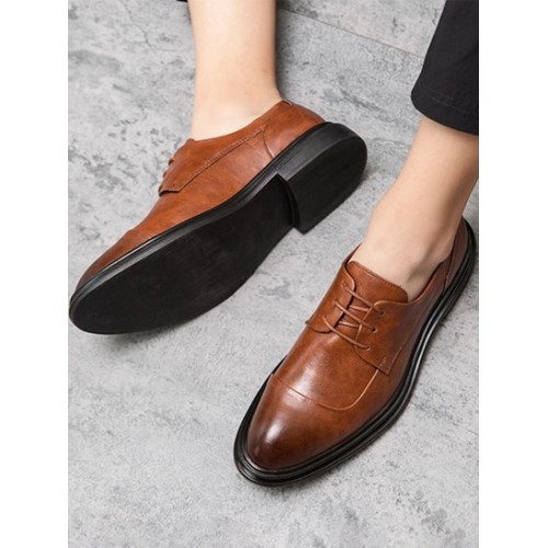 Lace-up Front Business Faux Leather Shoes