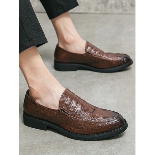 Solid Color Embossed Low Top Loafers Shoes