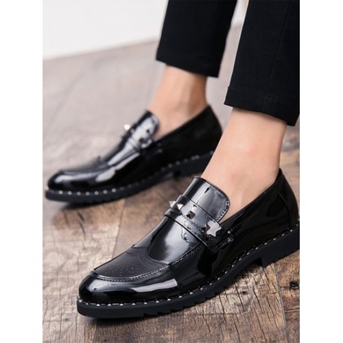 Wingtip Detail Slip On Business Leather Shoes