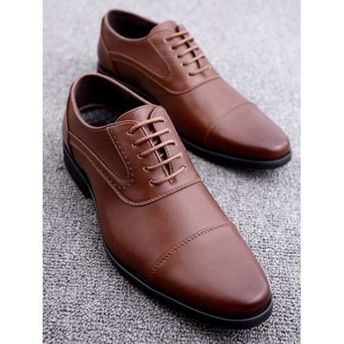 Solid Color Lace-Up Front Business Formal Shoes