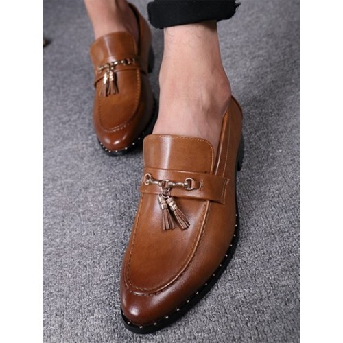 Fringe Decor Formal Faux Leather Shoes