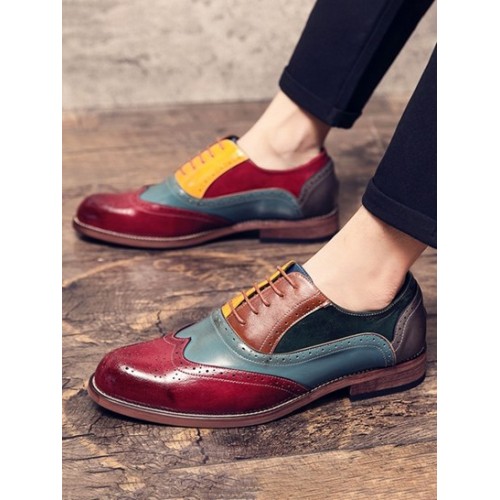 Colorblock Breathable Business Faux Leather Shoes