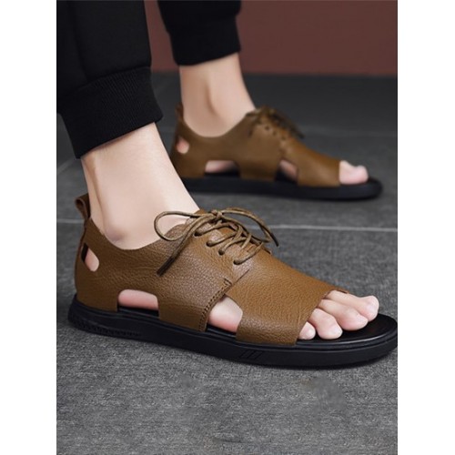 Breathable Leather Casual Sandals