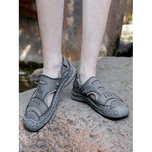 Hook And Loop Summer Breathable Hollow Sandals