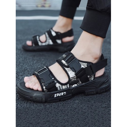 Graphic Push Buckle Thick Bottom Sport Sandals