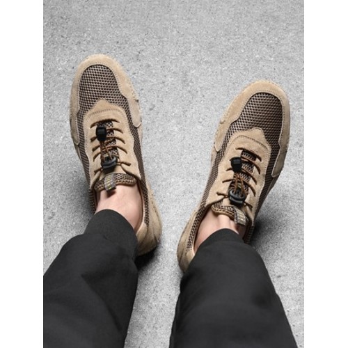 Men Flat-bottom Mesh Spliced Casual Shoes