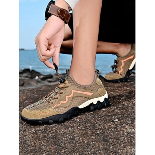 Men Elastic String Design Mesh Breathable Outdoor Casual Shoes