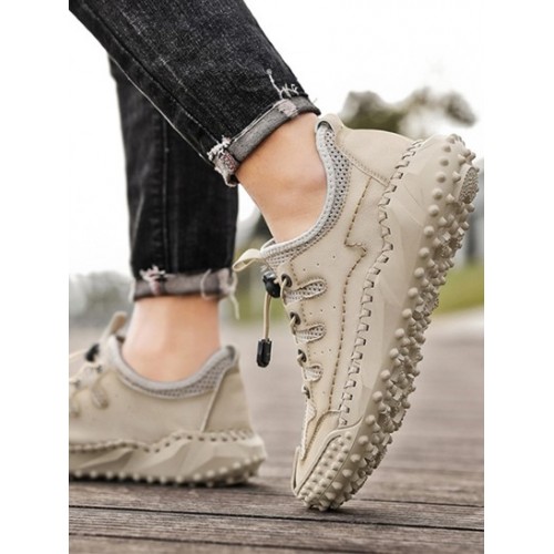 Men Mesh Spliced Solid Color Breathable Casual Shoes