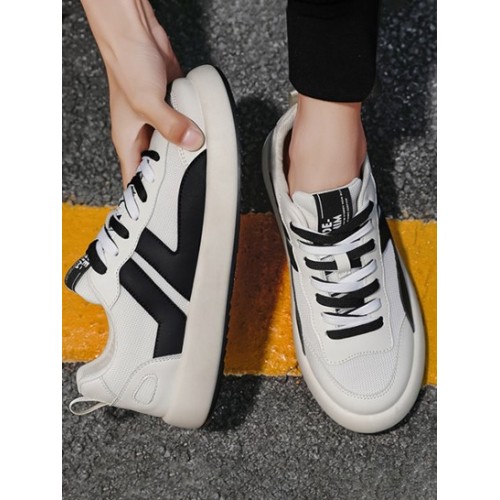 Colorblock Mesh Cloth PU Spliced Sneakers