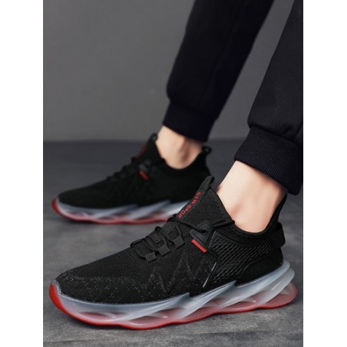 Mesh Panel Lace-up Sports Shoes