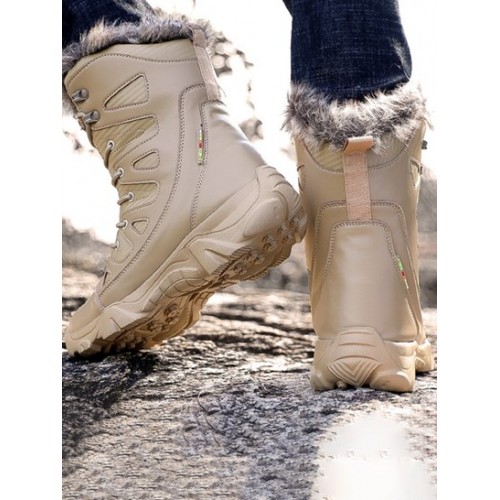 Plush Lining Lace Up Front Warm Outdoor Snow Boots