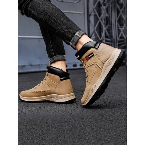 High Top Stitching Detail Letter Outdoor Shoes