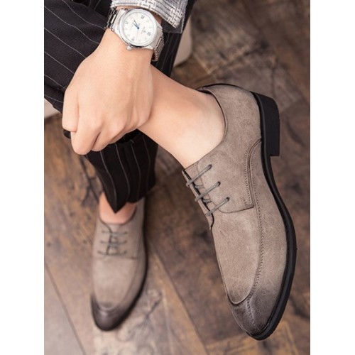 Lace-up Front Low-top Casual Leather Shoes