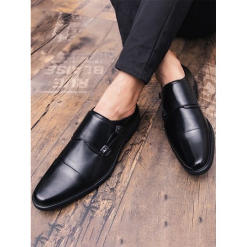 Buckle Embellish Business Faux Leather Shoes