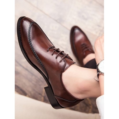 Lace-up Business Casual Faux Leather Shoes