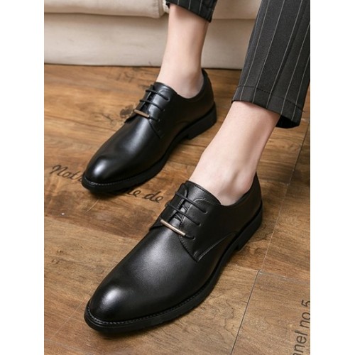 Lace Up Front Breathable Faux Leather Shoes