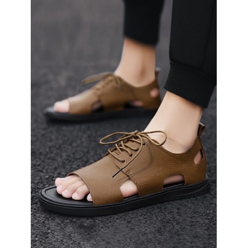 Breathable Leather Casual Sandals