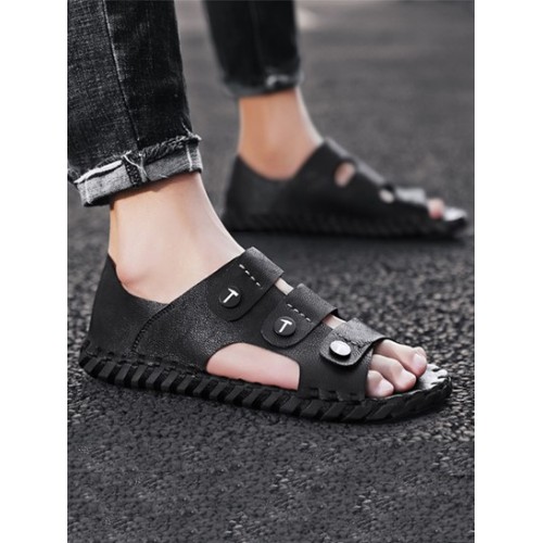 Multi Straps Breathable Solid Color Sandals