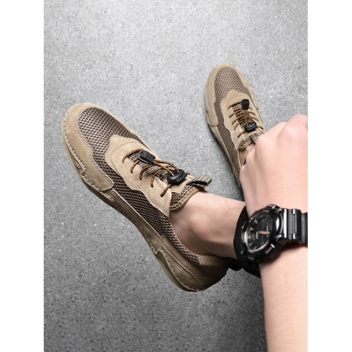 Men Flat-bottom Mesh Spliced Casual Shoes