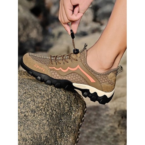 Men Elastic String Design Mesh Breathable Outdoor Casual Shoes