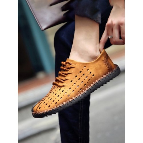 Breathable Hollow Out Lace-up Leather Shoes