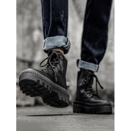 Biker Solid Ankle Combat Boots