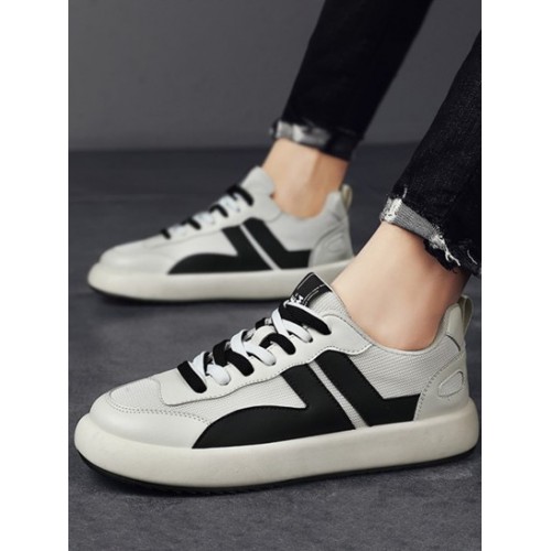 Colorblock Mesh Cloth PU Spliced Sneakers