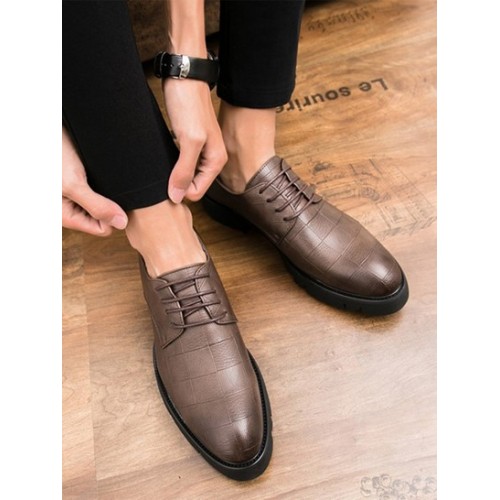 Checked Pattern Lace-up Business Shoes