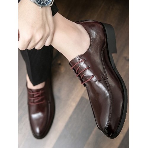 Lace-up Business Faux Leather Shoes