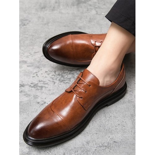 Lace-up Front Business Faux Leather Shoes