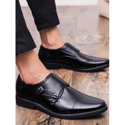 Buckle Embellish Business Faux Leather Shoes