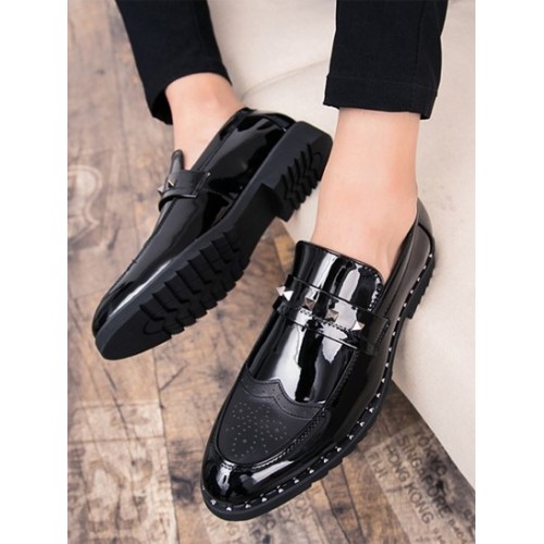 Wingtip Detail Slip On Business Leather Shoes