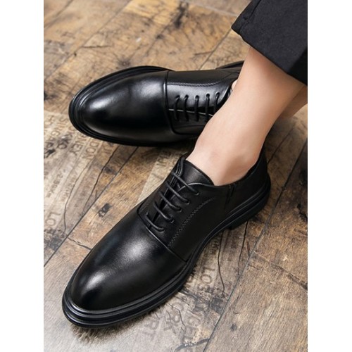 Lace-up Front Faux Leather Shoes