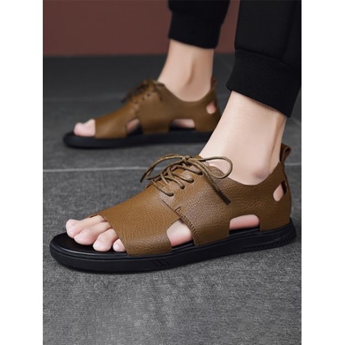 Breathable Leather Casual Sandals