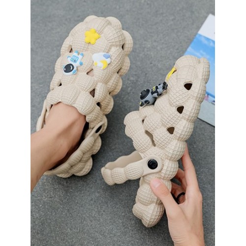 Couple Cartoon Patched Clog Style Slip On Sandals