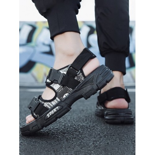 Graphic Push Buckle Thick Bottom Sport Sandals