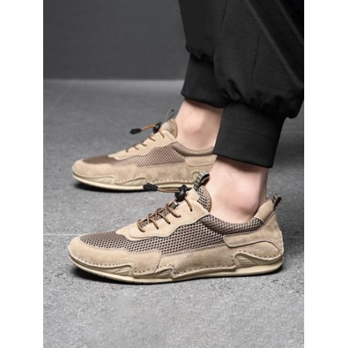 Men Flat-bottom Mesh Spliced Casual Shoes