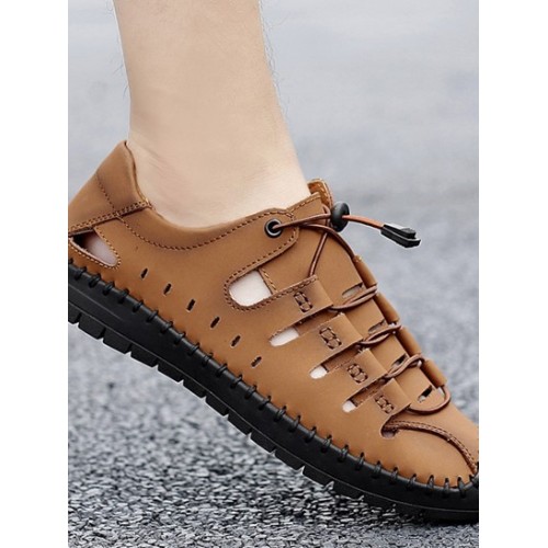 Men Summer Hollow Out Solid Color Casual Shoes